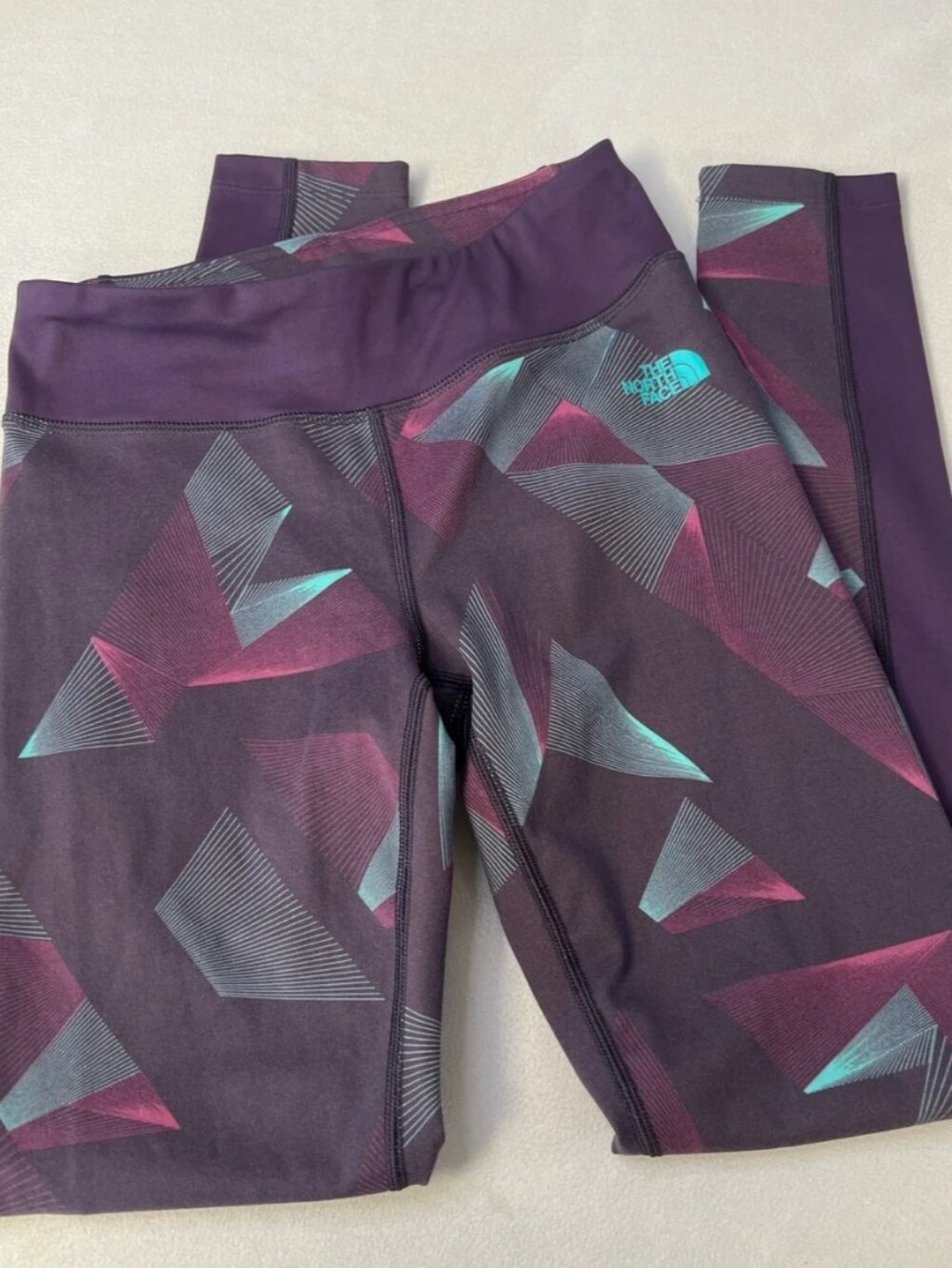 The North Face Flashdry Leggings Purple Blue Geometric Women's Size M Tights